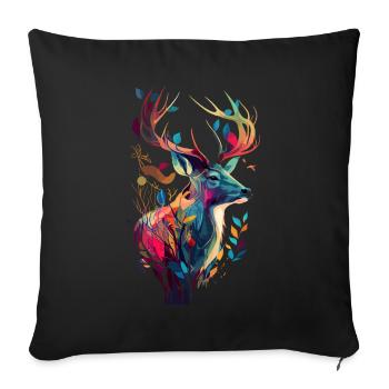 Chasse au cerf coloré - Housse de coussin décorative 45 x 45 cm - noir - Devant