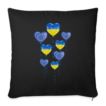 EU shows solidarity and heart for Ukraine - Sofa pillowcase 17,3'' x 17,3'' (45 x 45 cm) - black - Front