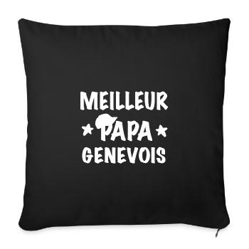 Meilleur papa genevois casquette - Housse de coussin décorative 45 x 45 cm - noir - Devant