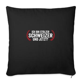 Schweizer Schweiz - Sofakissenbezug 45 x 45 cm - Schwarz - Vorne