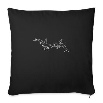 Kissing dolphins - Sofa pillowcase 17,3'' x 17,3'' (45 x 45 cm) - black - Front
