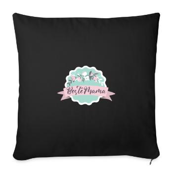 Beste Mama! Blumen Design - Sofakissenbezug 45 x 45 cm - Schwarz - Vorne