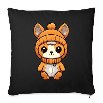 Squirrel Winter Comic Cute - Sofa pillowcase 17,3'' x 17,3'' (45 x 45 cm) - black - Front