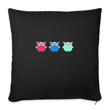 Eulen, Comic, nerd, mint, geek, trio,blau - Sofakissenbezug 45 x 45 cm - Schwarz - Vorne