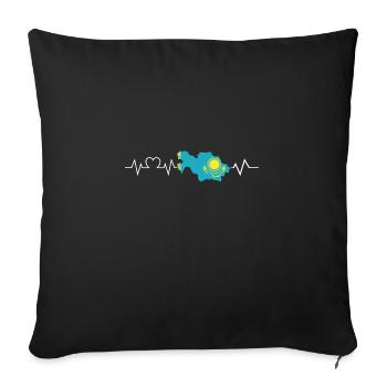 Battement de cœur kazakh Kazakhstan - Housse de coussin décorative 45 x 45 cm - noir - Devant