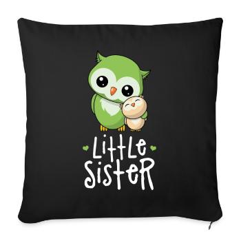 Petite soeur - Petite soeur chouette - Housse de coussin décorative 45 x 45 cm - noir - Devant