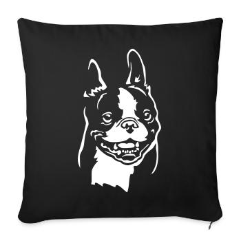 Boston Terrier Kopf "Black Edition" - Sofakissenbezug 45 x 45 cm - Schwarz - Vorne