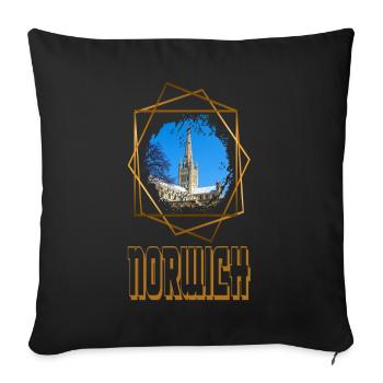 Norwich England UK City Skyline Love Gold - Sofa pillowcase 17,3'' x 17,3'' (45 x 45 cm) - black - Front