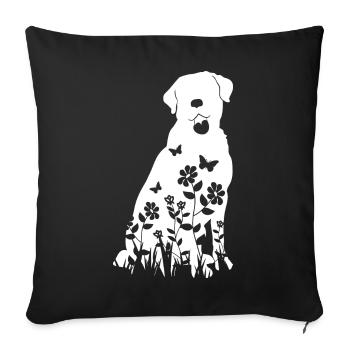Labrador Blumenmuster Silhouette Hund Lover Geschenk - Sofakissenbezug 45 x 45 cm - Schwarz - Vorne