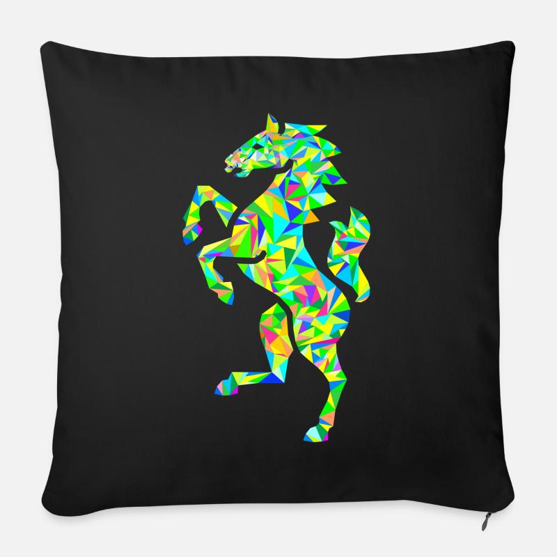 Pferd polygon bunt - Sofakissenbezug 45 x 45 cm - Schwarz
