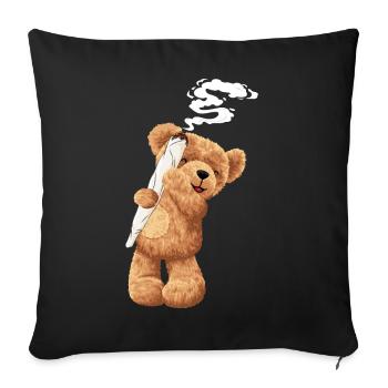 Bär Kiffen Hanf Geschenk - Sofakissenbezug 45 x 45 cm - Schwarz - Vorne