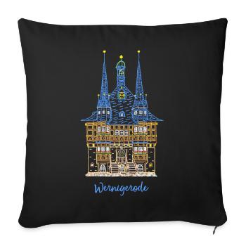 Wernigerode, historic town hall, East Germany - Sofa pillowcase 17,3'' x 17,3'' (45 x 45 cm) - black - Front