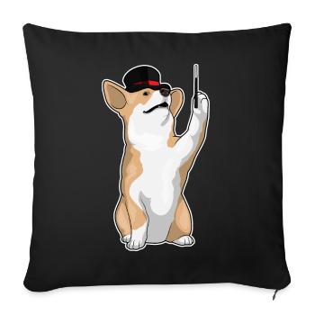 Baguette magique Corgi - Housse de coussin décorative 45 x 45 cm - noir - Devant