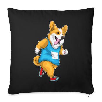Corgi Jogger Jogging Sport - Sofa pillowcase 17,3'' x 17,3'' (45 x 45 cm) - black - Front