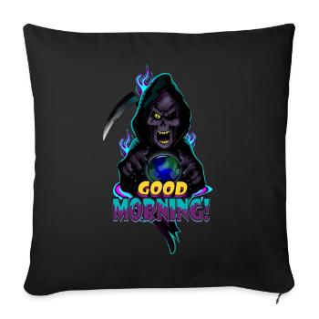 Neon Grim Reaper Bonjour - Housse de coussin décorative 45 x 45 cm - noir - Devant