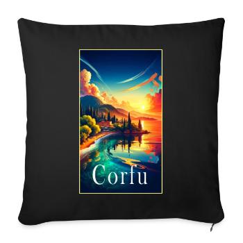 Conception de voyages paysagers à Corfou en Grèce - Housse de coussin décorative 45 x 45 cm - noir - Devant