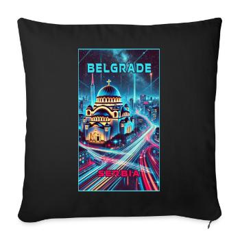 Belgrade Serbia Skyline Design - Sofa pillowcase 17,3'' x 17,3'' (45 x 45 cm) - black - Front