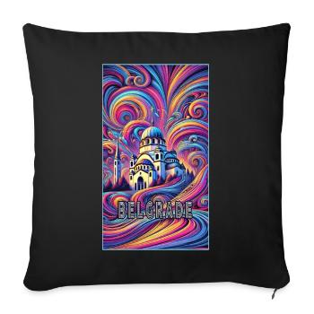 Belgrade Serbia Panorama Design - Sofa pillowcase 17,3'' x 17,3'' (45 x 45 cm) - black - Front