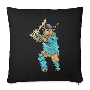 Bull Cricket Batte de cricket - Housse de coussin décorative 45 x 45 cm - noir - Devant