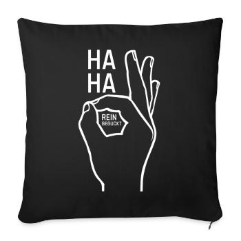 Haha Reingeguckt Handzeichen lustig - Sofakissenbezug 45 x 45 cm - Schwarz - Vorne