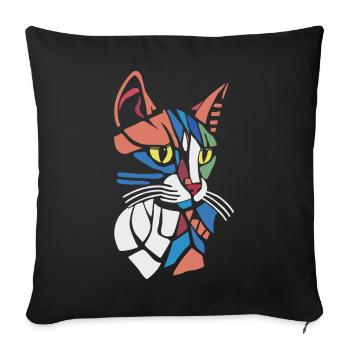 Abstract Geometric Cat Lover - Sofa pillowcase 17,3'' x 17,3'' (45 x 45 cm) - black - Front