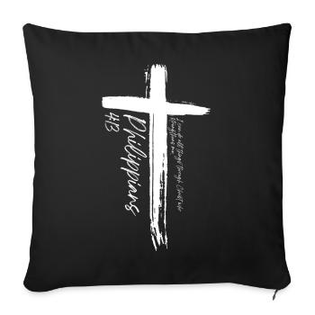 Kreuz - Philipper 4,13 - Sofakissenbezug 45 x 45 cm - Schwarz - Vorne