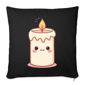 Kawaii candle with friendly face - Sofa pillowcase 17,3'' x 17,3'' (45 x 45 cm) - black - Front