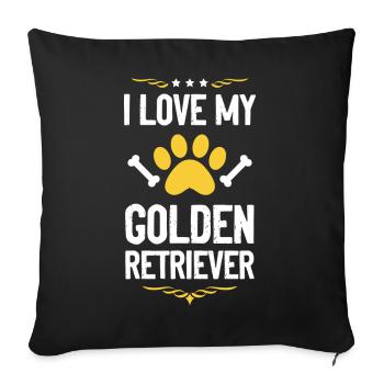 I love my golden retriever - Sofa pillowcase 17,3'' x 17,3'' (45 x 45 cm) - black - Front