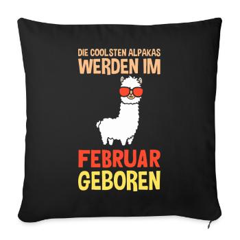February Birthday Alpaca Saying Funny - Sofa pillowcase 17,3'' x 17,3'' (45 x 45 cm) - black - Front