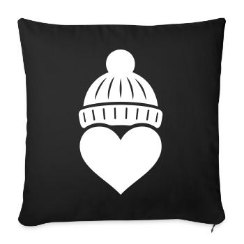 Heart Winter Beanie Love - Sofa pillowcase 17,3'' x 17,3'' (45 x 45 cm) - black - Front