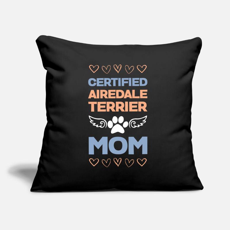 Maman Airedale Terrier Housse de coussin décorative 45 x 45 cm