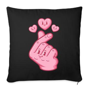 Kpop Musique coréenne Doigts mignons Amour Anime - Housse de coussin décorative 45 x 45 cm - noir - Devant