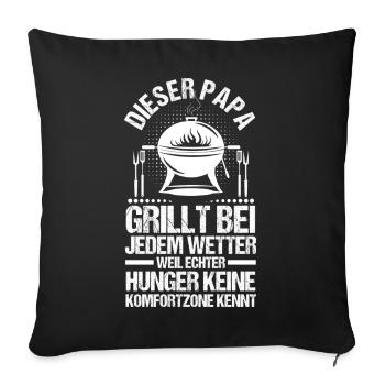 Barbecue, fête des pères, papa - Housse de coussin décorative 45 x 45 cm - noir - Devant