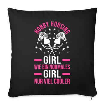 Steckenpferd Hobbyhorse Hobby Horsing - Sofa pillowcase 17,3'' x 17,3'' (45 x 45 cm) - black - Front