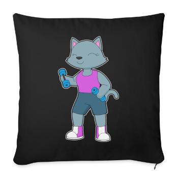 Cat Bodybuilder Dumbbells Bodybuilding - Sofa pillowcase 17,3'' x 17,3'' (45 x 45 cm) - black - Front