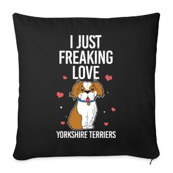 Ich liebe Yorkshire Terriers Motiv einfach - Sofakissenbezug 45 x 45 cm - Schwarz - Vorne