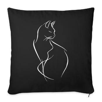 Croquis de chat - Housse de coussin décorative 45 x 45 cm - noir - Devant