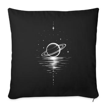 Saturn Over Water Starry Sky Motif - Sofa pillowcase 17,3'' x 17,3'' (45 x 45 cm) - black - Front