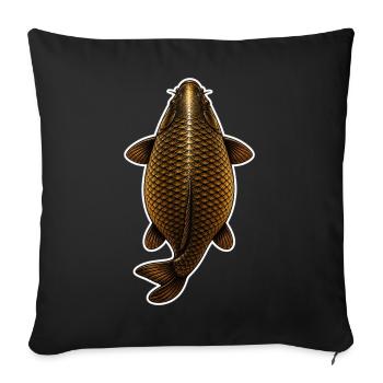 Golden Carp Top View – Clean Fishing Design - Sofa pillowcase 17,3'' x 17,3'' (45 x 45 cm) - black - Front