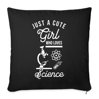 Juste une fille mignonne qui aime la science, nerd drôle - Housse de coussin décorative 45 x 45 cm - noir - Devant
