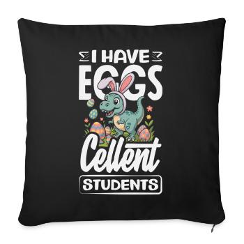 Joyeuse Pâques, douce chasse aux œufs du lapin, œufs de Pâques - Housse de coussin décorative 45 x 45 cm - noir - Devant