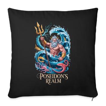 Poseidon's Realm Greek Sea God Poseidon - Sofa pillowcase 17,3'' x 17,3'' (45 x 45 cm) - black - Front