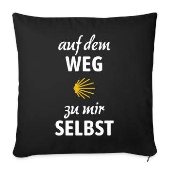 Auf dem Weg zu mir selbst | Jakobsweg, Pilger - Sofakissenbezug 45 x 45 cm - Schwarz - Vorne