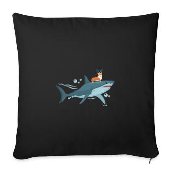Aquadog Corgi - König der Meere - Sofakissenbezug 45 x 45 cm - Schwarz - Vorne