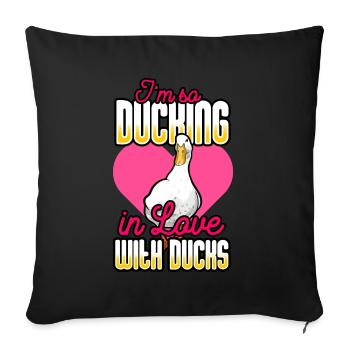 Ducks - I'm So Ducking In Love With Ducks - Sofa pillowcase 17,3'' x 17,3'' (45 x 45 cm) - black - Front