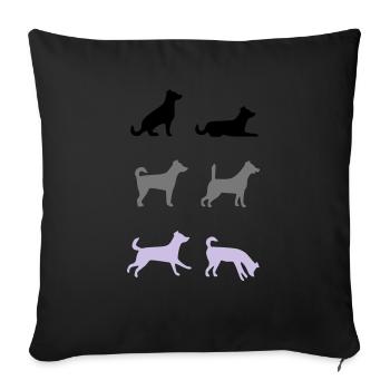 Sechs Hunde - Sofakissenbezug 45 x 45 cm - Schwarz - Vorne