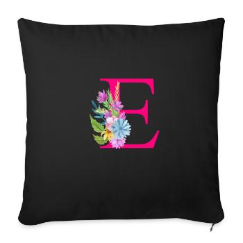 Lettre E rouge - Housse de coussin décorative 45 x 45 cm - noir - Devant