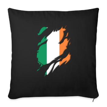 Ireland flag torn motif - Sofa pillowcase 17,3'' x 17,3'' (45 x 45 cm) - black - Front