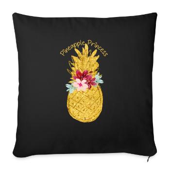 ananas princesse fleur d’ananas - Housse de coussin décorative 45 x 45 cm - noir - Devant