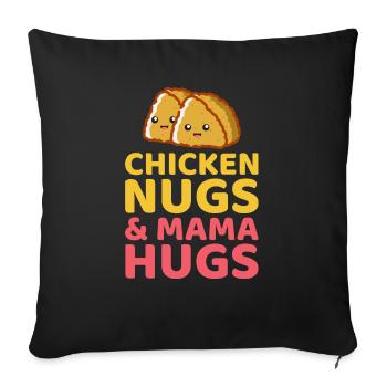 Nugs de poulet et mama Hugs Fast Food Dicton drôle - Housse de coussin décorative 45 x 45 cm - noir - Devant